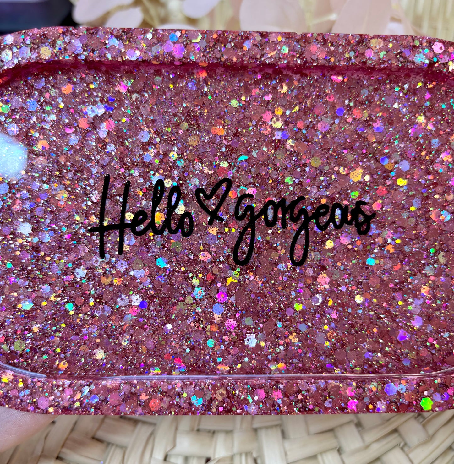 Dish Sparkly Glitter Hello Gorgeous Trinket Dish