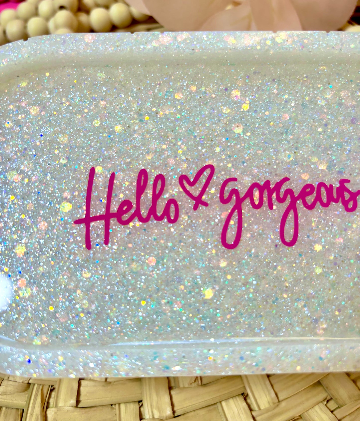 Dish Sparkly Glitter Hello Gorgeous Trinket Dish