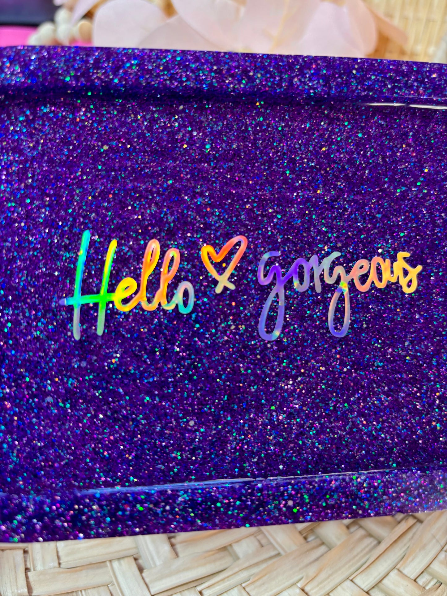 Dish Sparkly Glitter Hello Gorgeous Trinket Dish