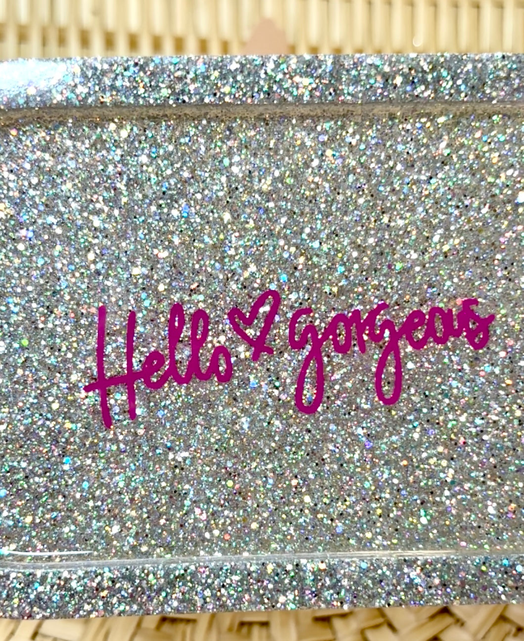 Dish Sparkly Glitter Hello Gorgeous Trinket Dish