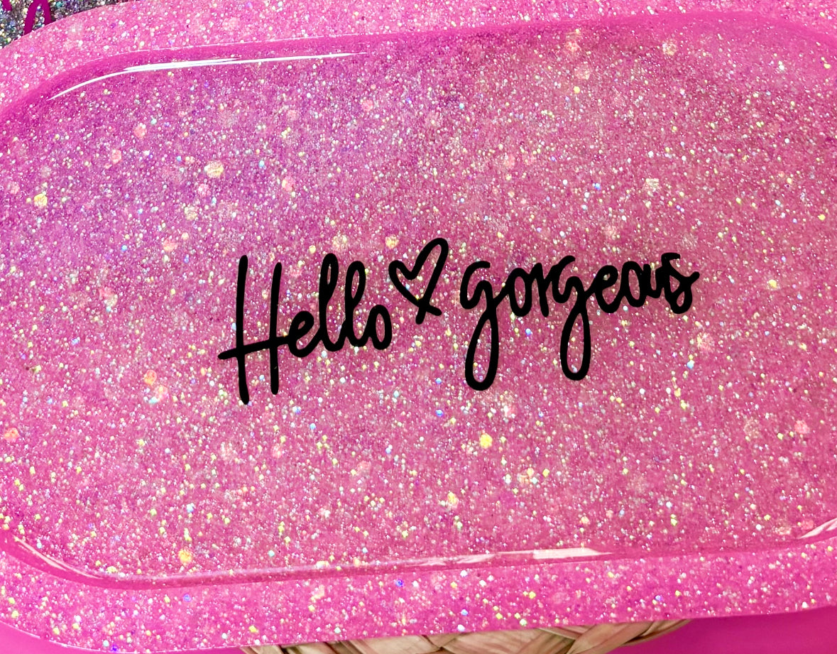 Dish Sparkly Glitter Hello Gorgeous Trinket Dish