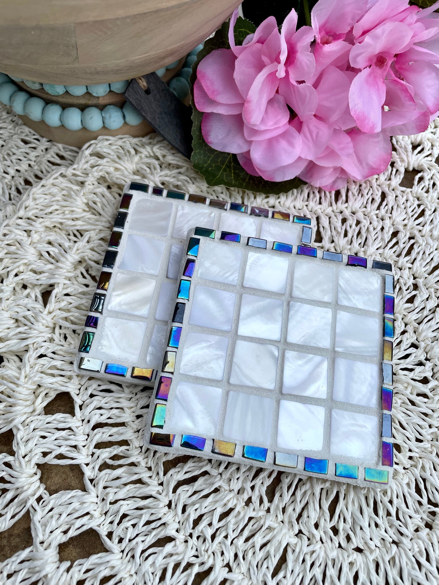 Mosaic Handmade Coasters with Shell