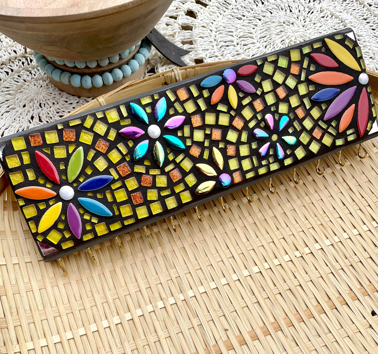 Mosaic Jewelry Necklace Holder Handmade