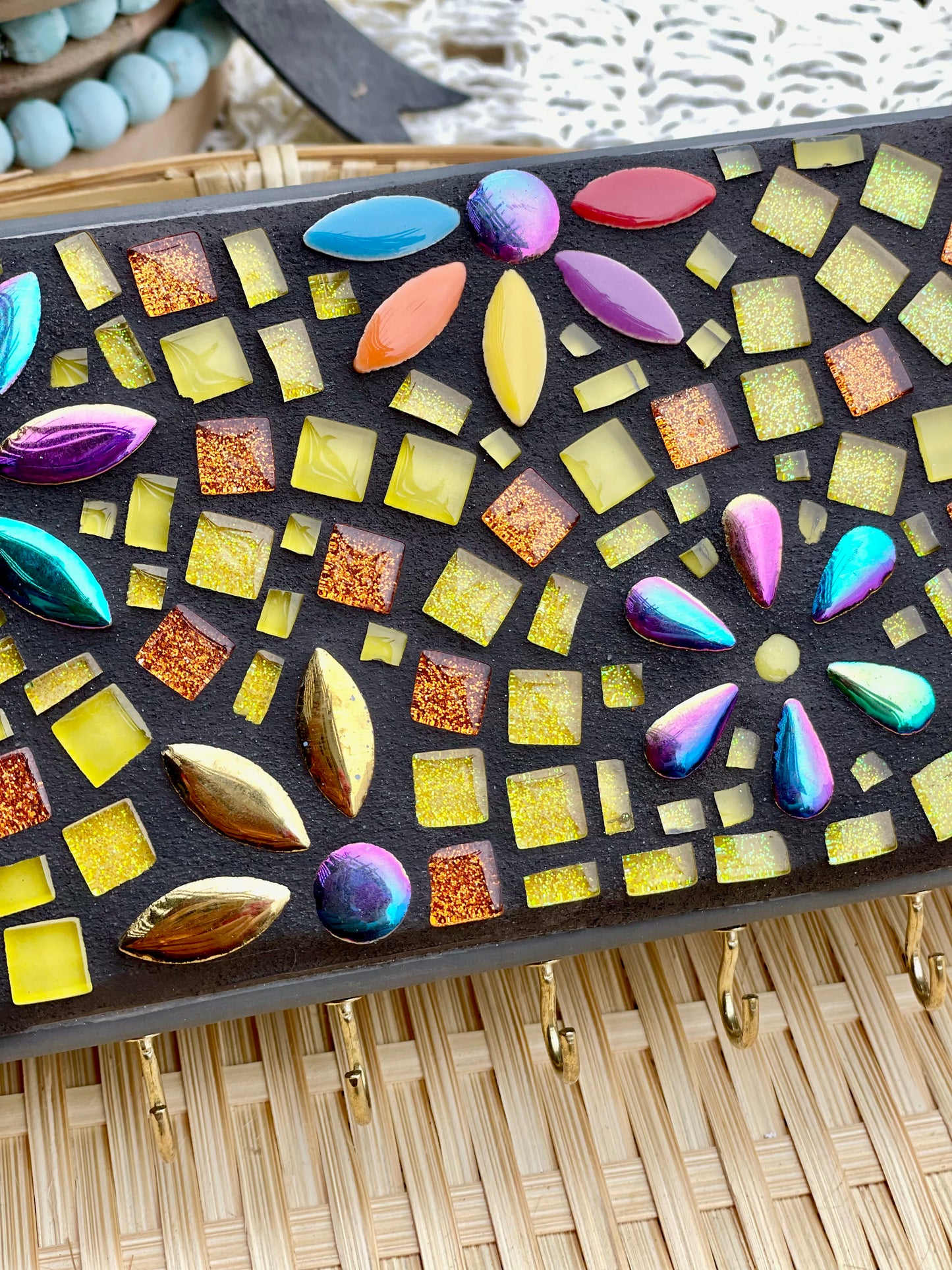 Mosaic Jewelry Necklace Holder Handmade