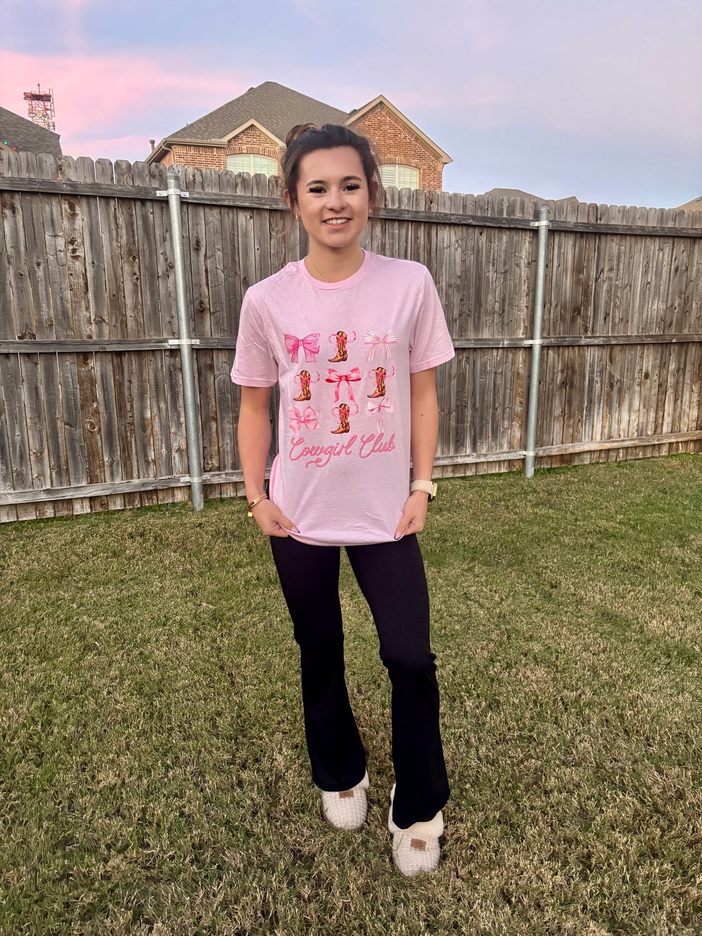 Cowgirl boots and bows tee