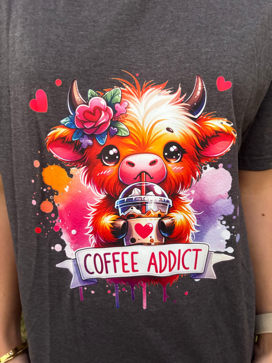 Coffee addict Womens Graphic Tshirt Coffee Lover
