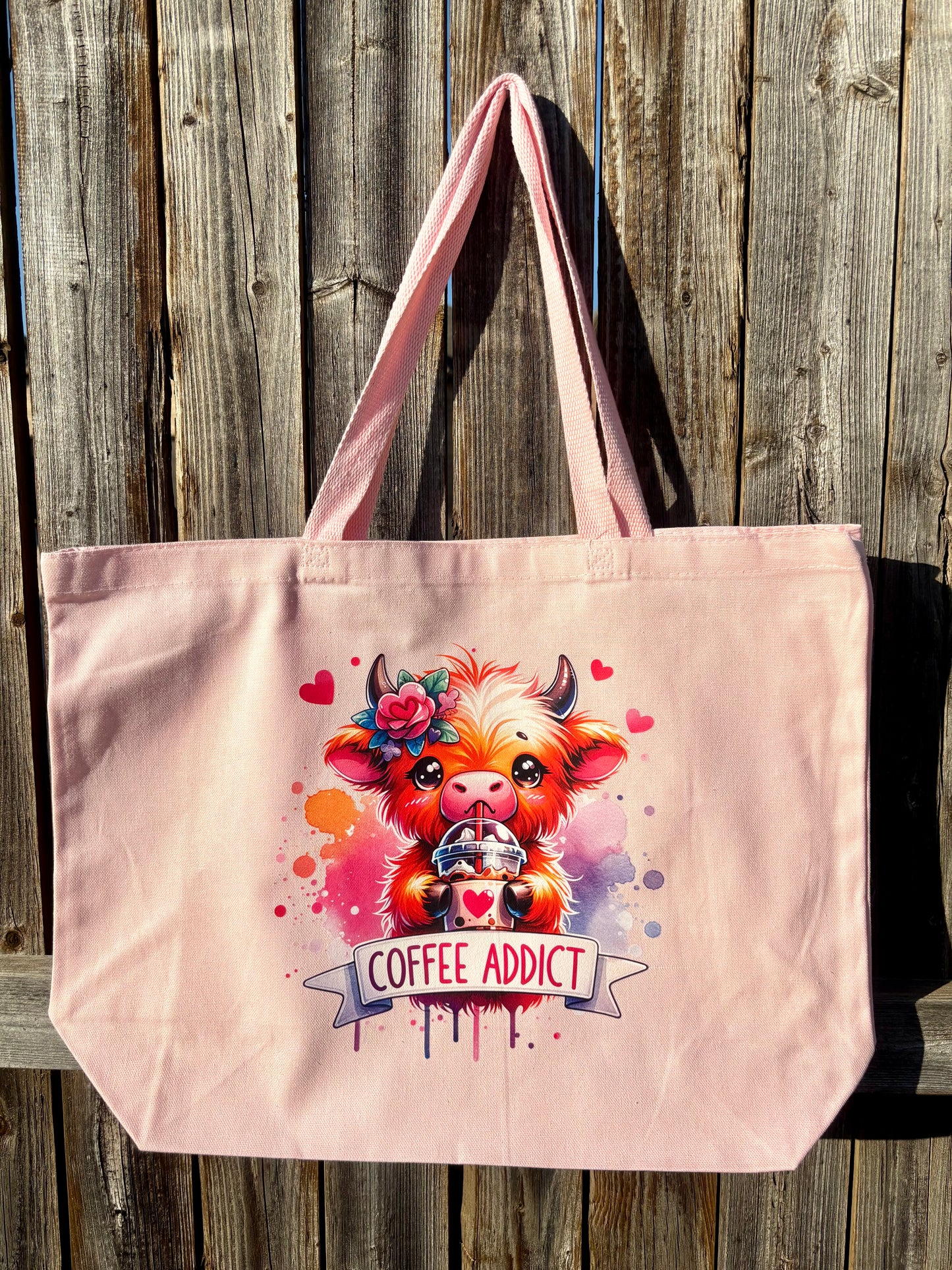 Pink Tote Bags Coffee Addict