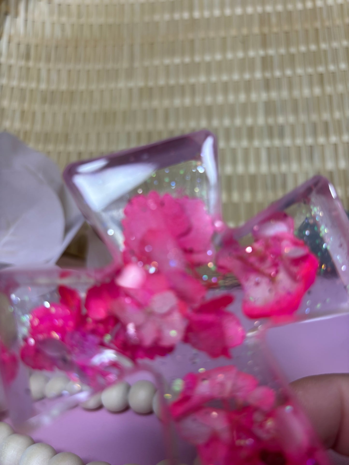 Handmade Cross with Pink Dried Flowers