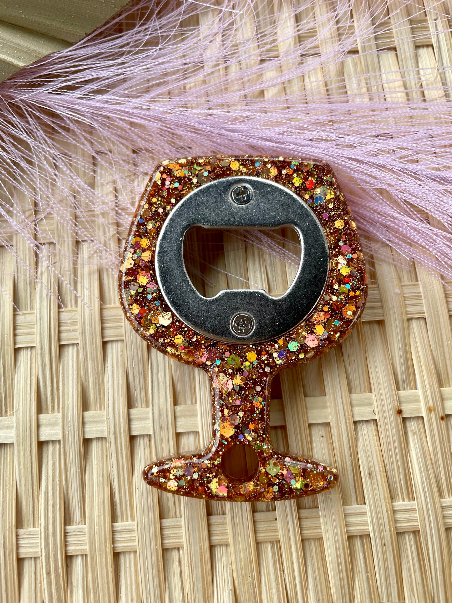 Bottle Opener Handmade Gold Glitter