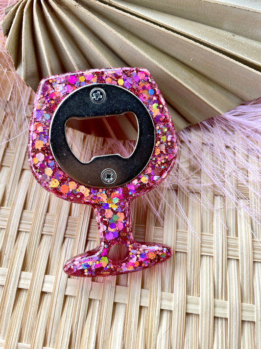 Bottle Opener Handmade Pink Glitter