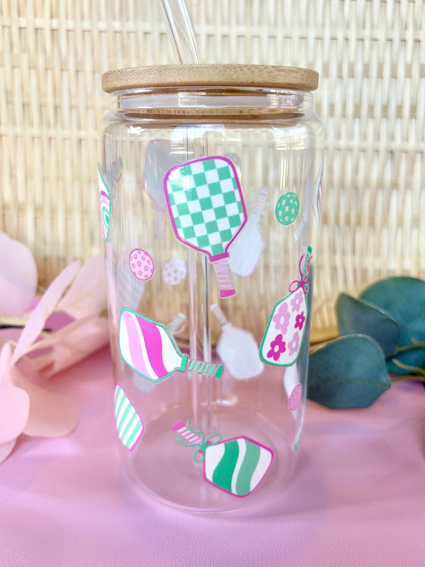 Cute Pickleball Glass Cup