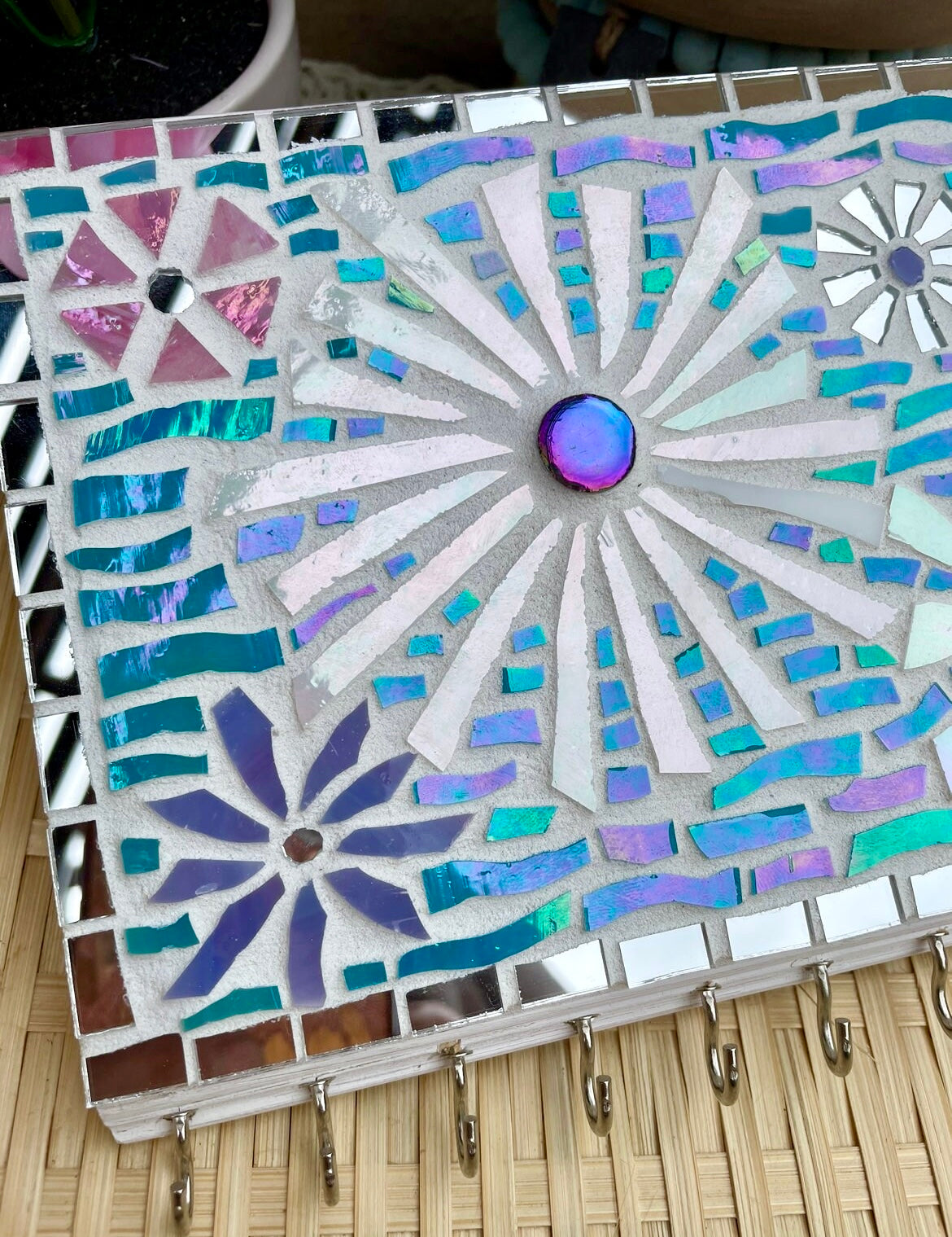 Mosaic Jewelry Necklace Holder Handmade