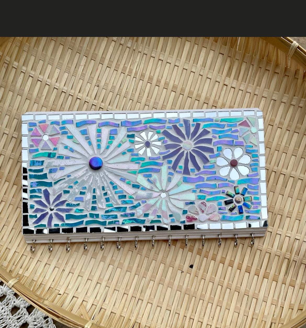 Mosaic Jewelry Necklace Holder Handmade