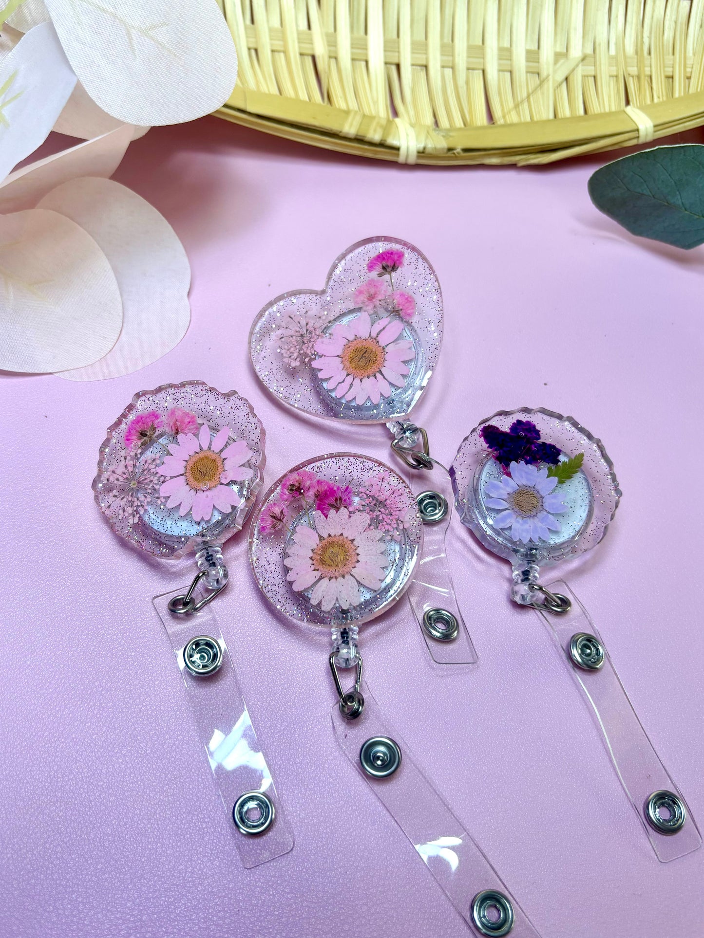 handmade flower badge reels
