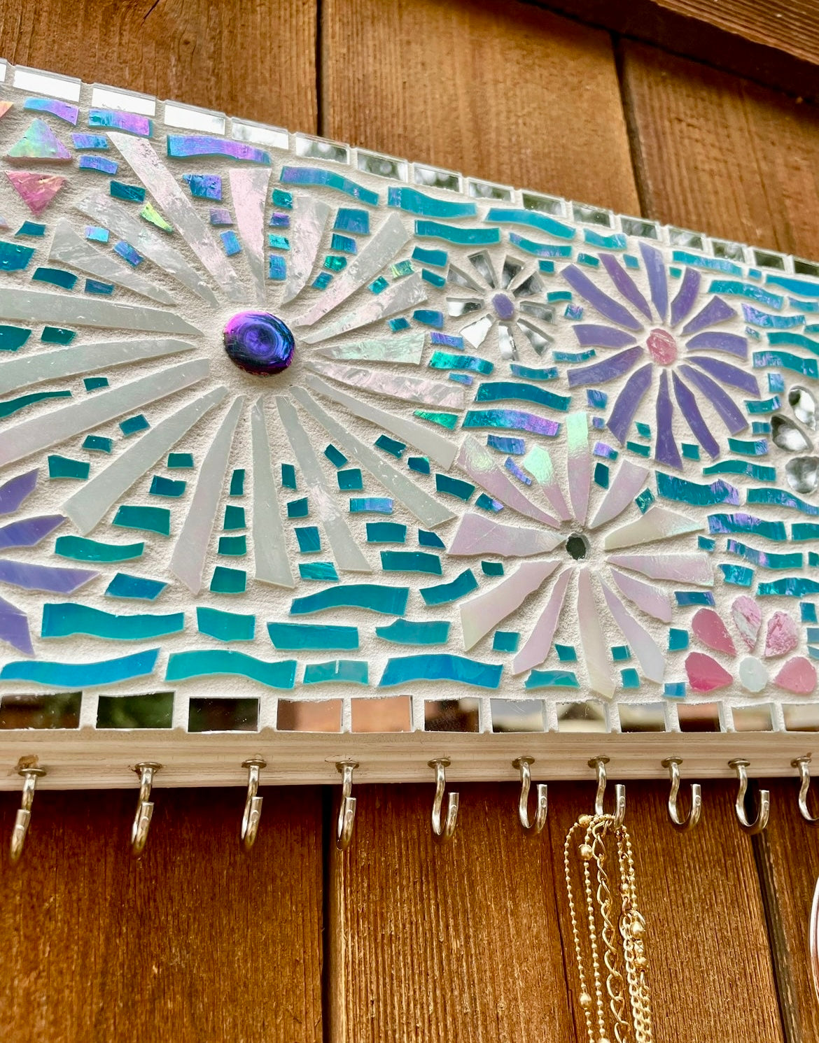 Mosaic Jewelry Necklace Holder Handmade
