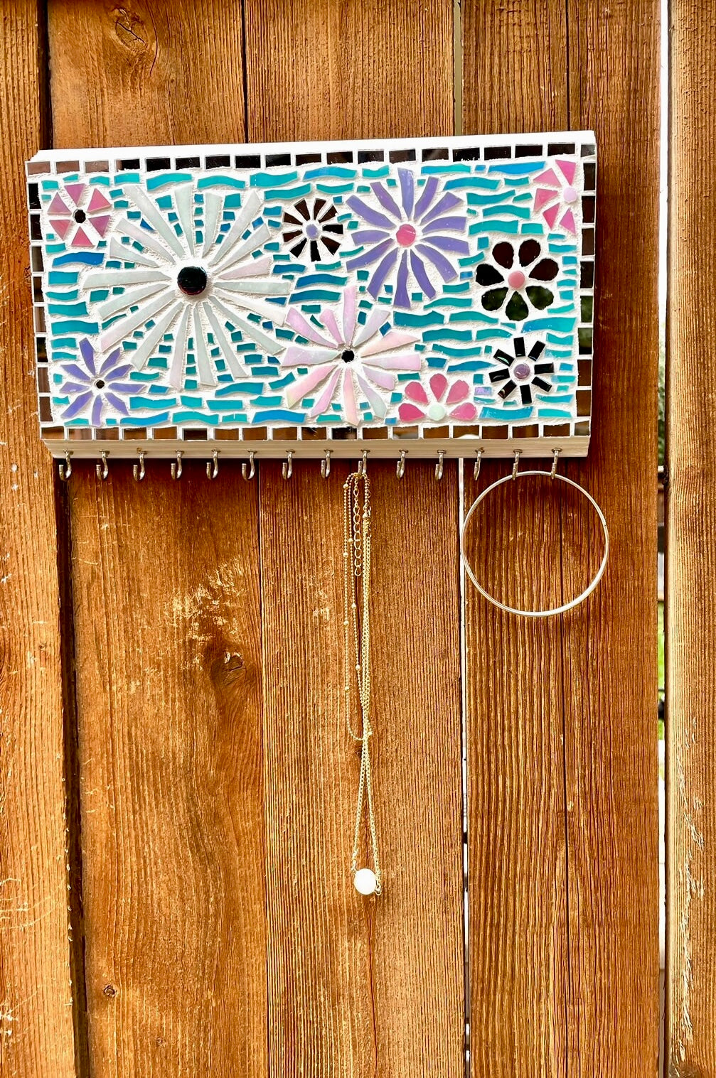 Mosaic Jewelry Necklace Holder Handmade